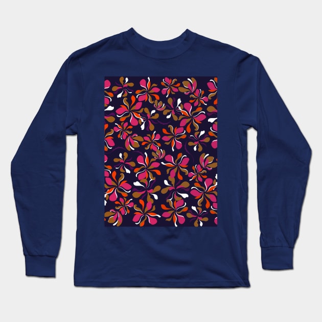 Floral pattern with lush colored flowers Long Sleeve T-Shirt by shikita_a